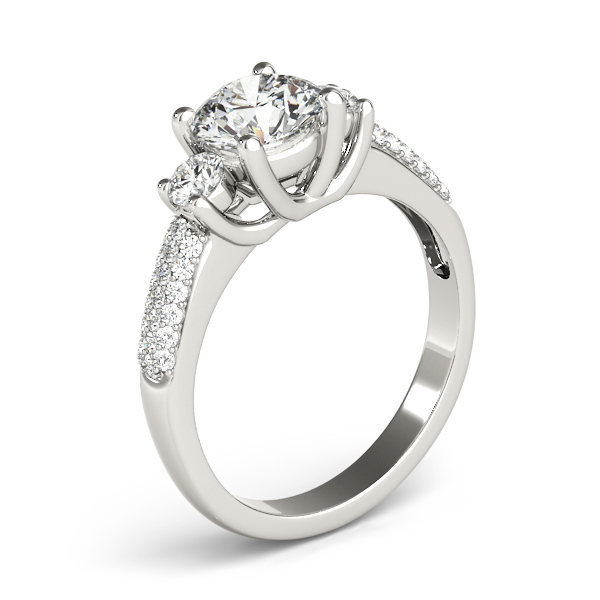 18K White Gold Three-Stone Round Engagement Ring Image 3 Venus Jewelers Somerset, NJ