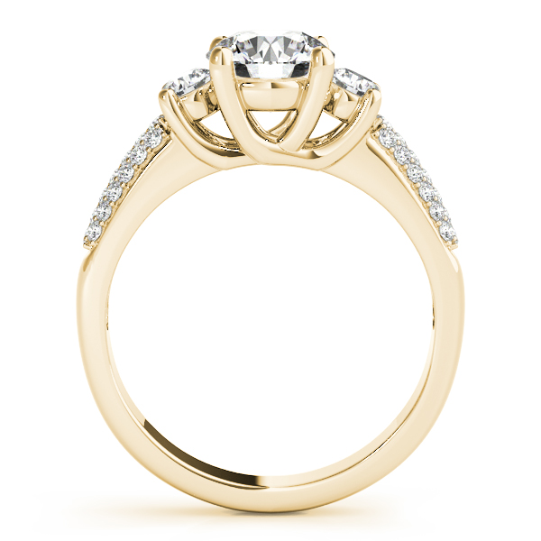 18K Yellow Gold Three-Stone Round Engagement Ring Image 2 Brax Jewelers Newport Beach, CA