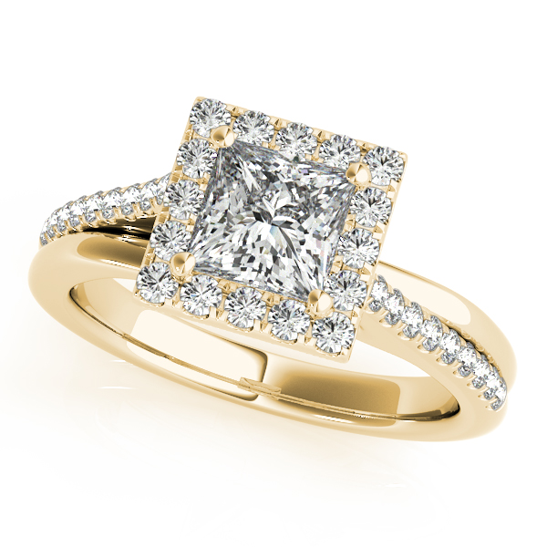 18K Yellow Gold Halo Engagement Ring Elgin's Fine Jewelry Baton Rouge, LA