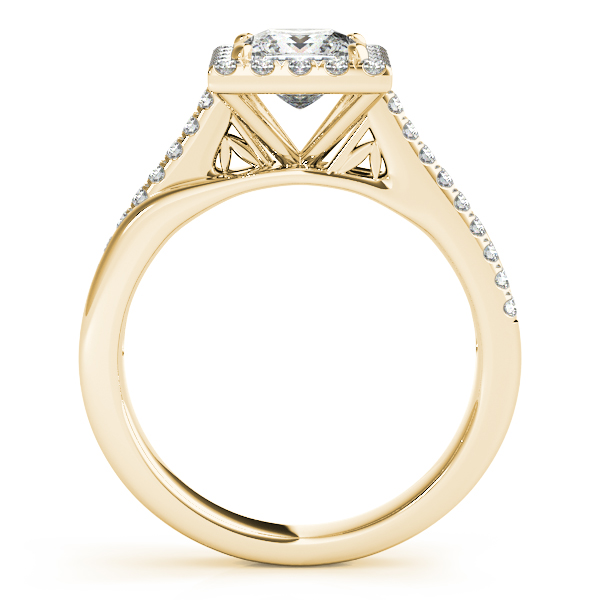 14K Yellow Gold Halo Engagement Ring Image 2 Quality Gem LLC Bethel, CT