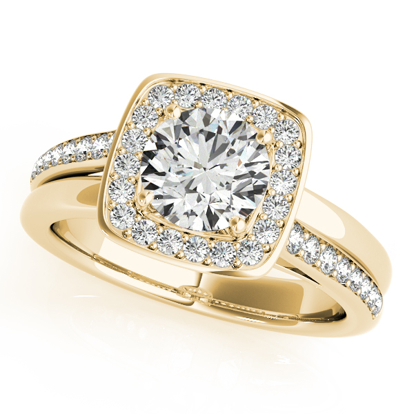 14K Yellow Gold Round Halo Engagement Ring Bonafine Jewelers Inc. Lexington, MA