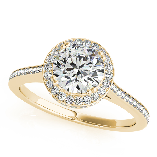 18K Yellow Gold Round Halo Engagement Ring Bonafine Jewelers Inc. Lexington, MA