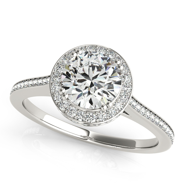 10K White Gold Round Halo Engagement Ring Brax Jewelers Newport Beach, CA