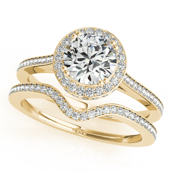 14K Yellow Gold Round Halo Engagement Ring Image 3 Bonafine Jewelers Inc. Lexington, MA