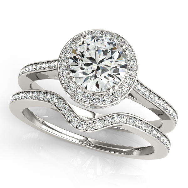 18K White Gold Round Halo Engagement Ring Image 3 Bonafine Jewelers Inc. Lexington, MA