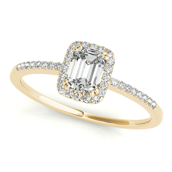 18K Yellow Gold Emerald Halo Engagement Ring Douglas Diamonds Faribault, MN