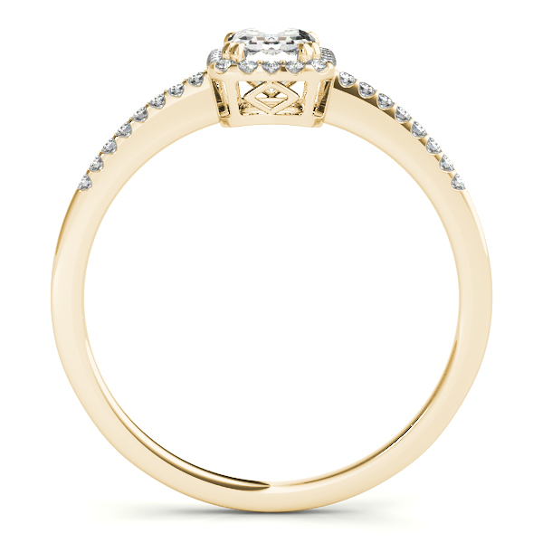 18K Yellow Gold Emerald Halo Engagement Ring Image 2 Brax Jewelers Newport Beach, CA