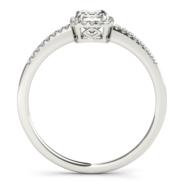 14K White Gold Emerald Halo Engagement Ring Image 2 Quality Gem LLC Bethel, CT