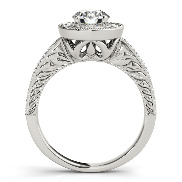 14K White Gold Round Halo Engagement Ring Image 2 Bonafine Jewelers Inc. Lexington, MA