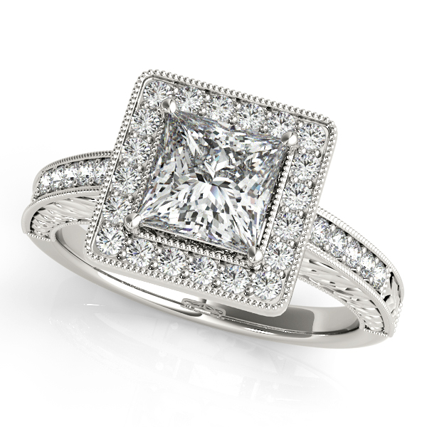 Platinum Halo Engagement Ring Brax Jewelers Newport Beach, CA