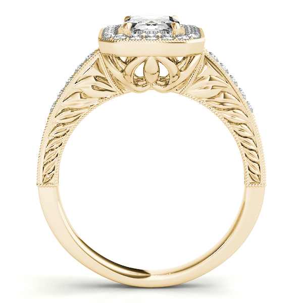 18K Yellow Gold Emerald Halo Engagement Ring Image 2 Bonafine Jewelers Inc. Lexington, MA