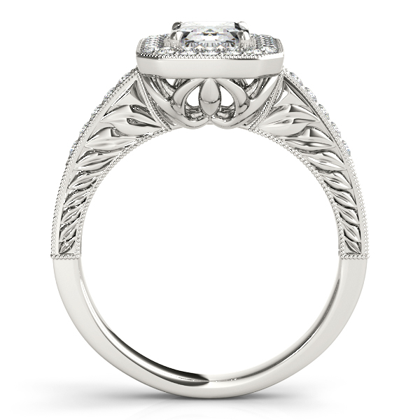 14K White Gold Emerald Halo Engagement Ring Image 2 Bonafine Jewelers Inc. Lexington, MA