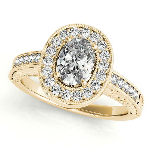 10K Yellow Gold Oval Halo Engagement Ring Brax Jewelers Newport Beach, CA
