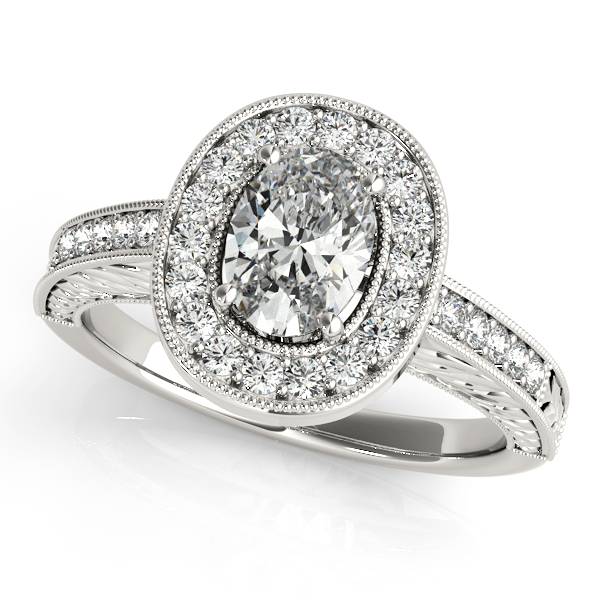 Platinum Oval Halo Engagement Ring Bonafine Jewelers Inc. Lexington, MA