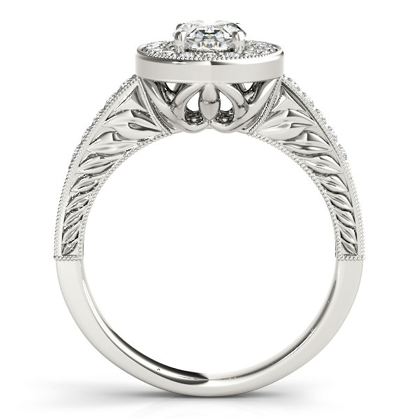 14K White Gold Oval Halo Engagement Ring Image 2 Moore Jewelers Laredo, TX