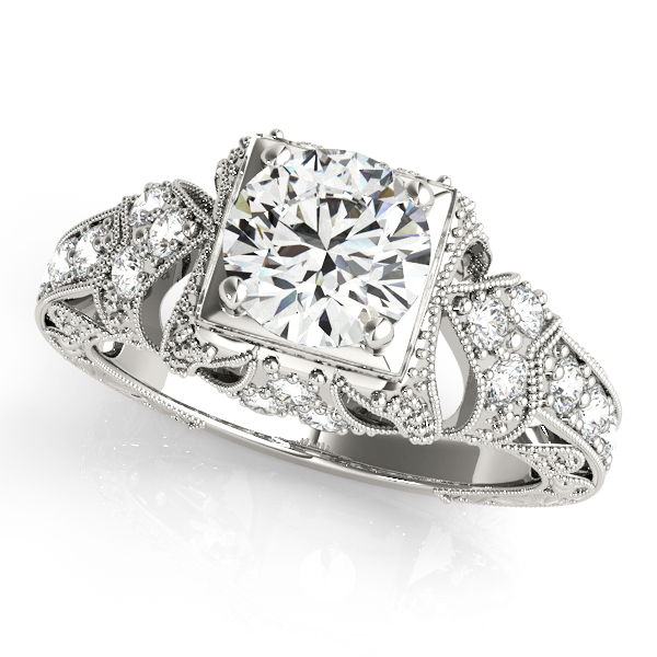 18K White Gold Antique Engagement Ring Orin Jewelers Northville, MI