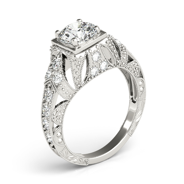 18K White Gold Antique Engagement Ring Image 3 Brax Jewelers Newport Beach, CA