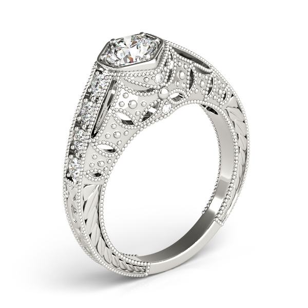 Platinum Antique Engagement Ring Image 3 George Press Jewelers Livingston, NJ
