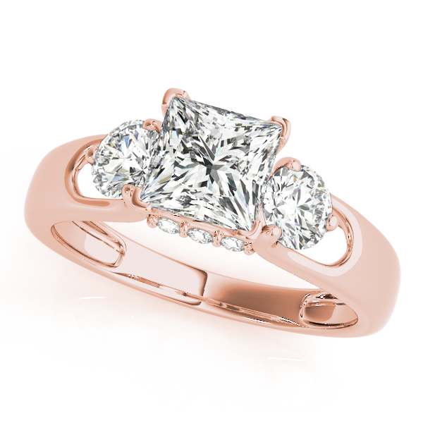 10K Rose Gold Three-Stone Round Engagement Ring