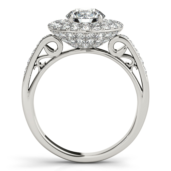 18K White Gold Round Halo Engagement Ring Image 2 Double Diamond Jewelry Olympic Valley, CA