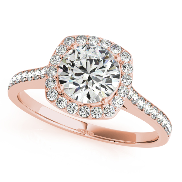 14k Rose Gold Round Halo Engagement Ring 50892 E 3 4 14kr