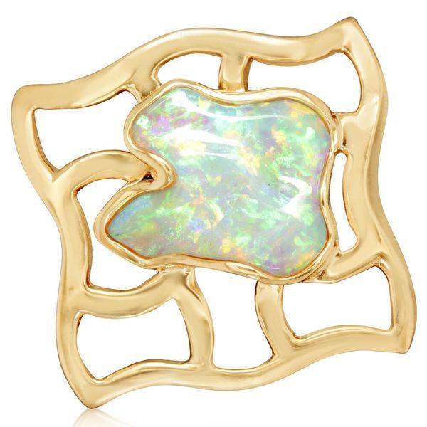 Yellow Gold Natural Light Opal Pin Leslie E. Sandler Fine Jewelry and Gemstones rockville , MD