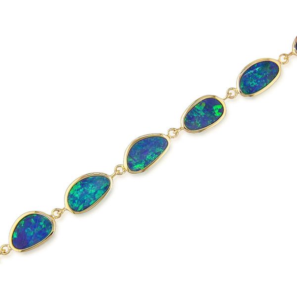 Yellow Gold Opal Doublet Bracelet Brynn Elizabeth Jewelers Ocean Isle Beach, NC