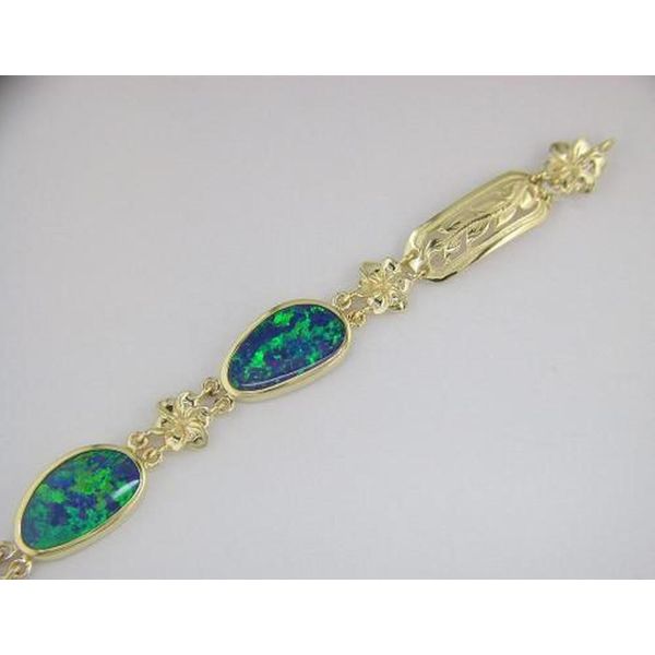 Yellow Gold Opal Inlay Bracelet Ken Walker Jewelers Gig Harbor, WA