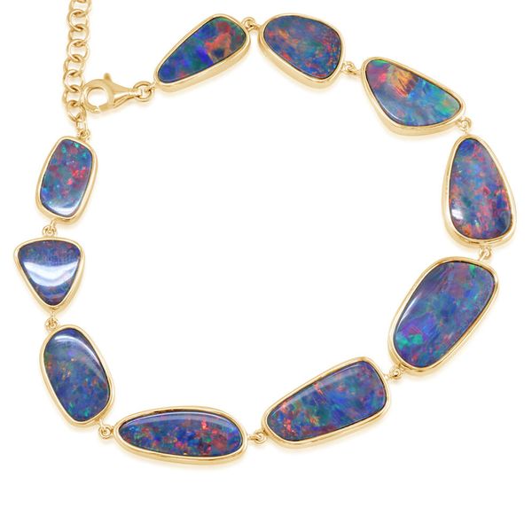 Yellow Gold Opal Doublet Bracelet John E. Koller Jewelry Designs Owasso, OK