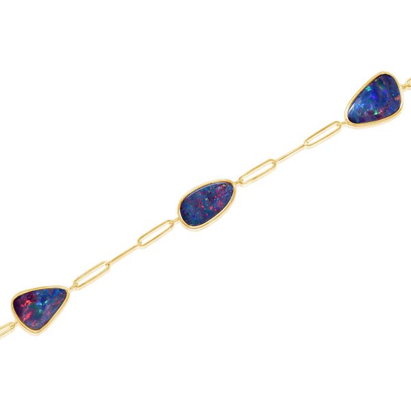 Yellow Gold Opal Doublet Bracelet Biondi Diamond Jewelers Aurora, CO
