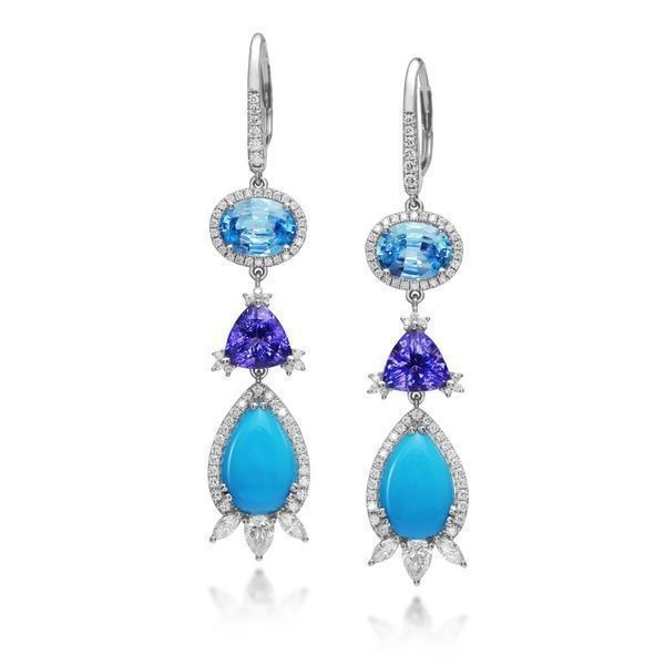 White Gold Turquoise Earrings Leslie E. Sandler Fine Jewelry and Gemstones rockville , MD