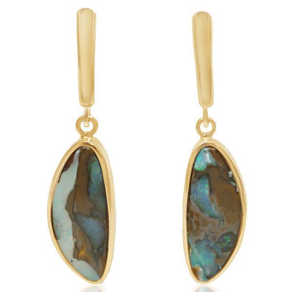 Yellow Gold Boulder Opal Earrings Towne & Country Jewelers Westborough, MA