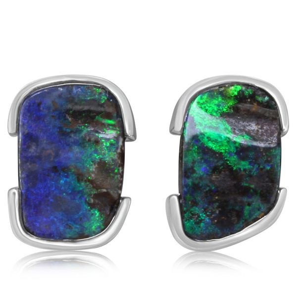 Sterling Silver Boulder Opal Earrings Leslie E. Sandler Fine Jewelry and Gemstones rockville , MD