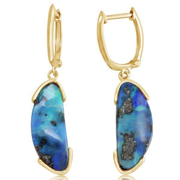 Yellow Gold Boulder Opal Earrings Tom Poe Diamonds Enumclaw, WA