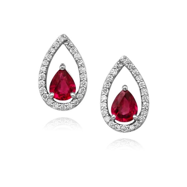 White Gold Ruby Earrings J. Anthony Jewelers Neenah, WI