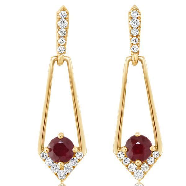 Yellow Gold Ruby Earrings Rick's Jewelers California, MD