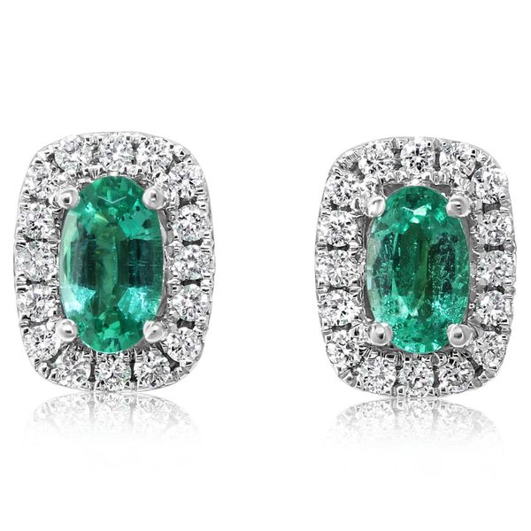 White Gold Emerald Earrings Timmreck & McNicol Jewelers McMinnville, OR