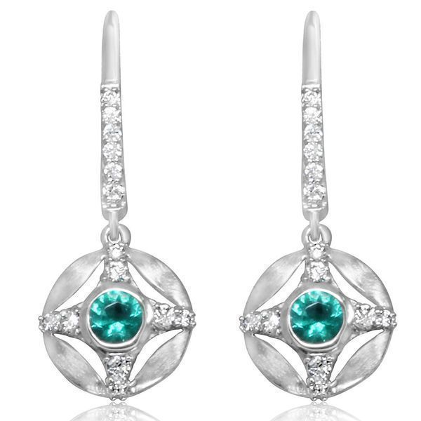 White Gold Emerald Earrings H. Brandt Jewelers Natick, MA