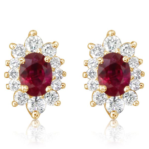 Yellow Gold Ruby Earrings John E. Koller Jewelry Designs Owasso, OK