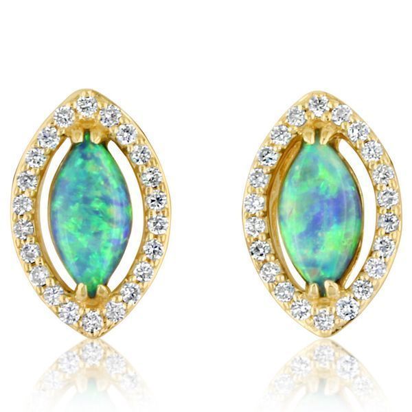 Yellow Gold Calibrated Light Opal Earrings Ross's Fine Jewelers Kilmarnock, VA