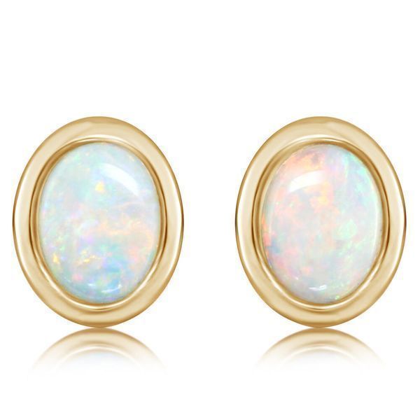 Yellow Gold Calibrated Light Opal Earrings Jerald Jewelers Latrobe, PA