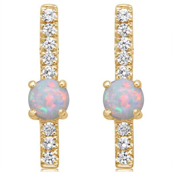 Yellow Gold Calibrated Light Opal Earrings Mar Bill Diamonds and Jewelry Belle Vernon, PA