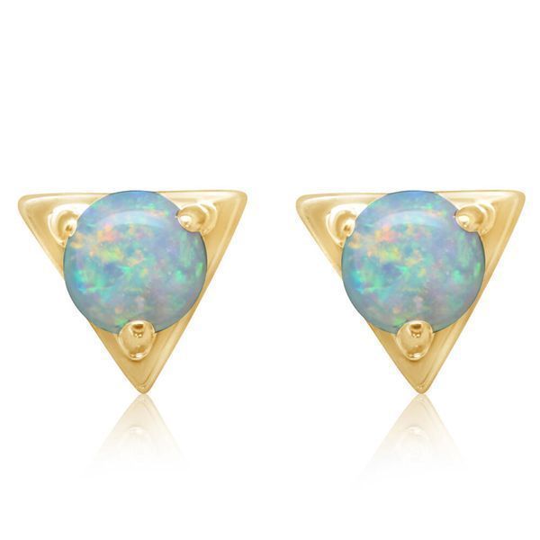 Yellow Gold Calibrated Light Opal Earrings Tom Poe Diamonds Enumclaw, WA