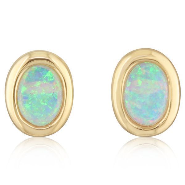 Yellow Gold Calibrated Light Opal Earrings Jones Jeweler Celina, OH
