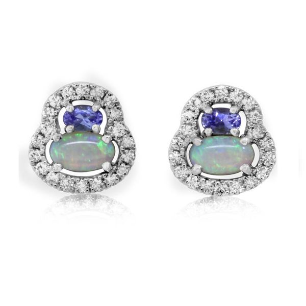 White Gold Calibrated Light Opal Earrings Ware's Jewelers Bradenton, FL