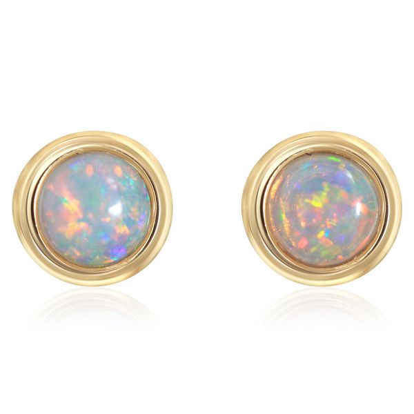Yellow Gold Calibrated Light Opal Earrings Conti Jewelers Endwell, NY