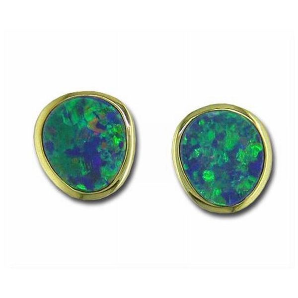 Yellow Gold Opal Doublet Earrings Blue Marlin Jewelry, Inc. Islamorada, FL
