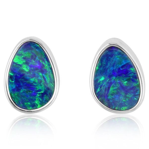 White Gold Opal Doublet Earrings Jerald Jewelers Latrobe, PA