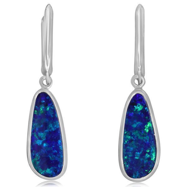 White Gold Opal Doublet Earrings Mitchell's Jewelry Norman, OK