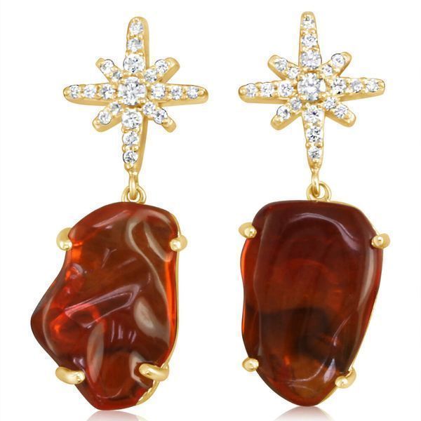 Yellow Gold Fire Opal Earrings Timmreck & McNicol Jewelers McMinnville, OR